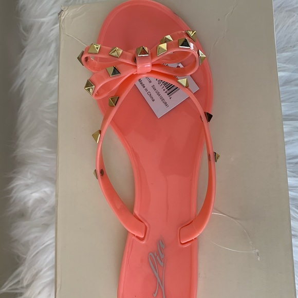 jelly sandals with bow and studs